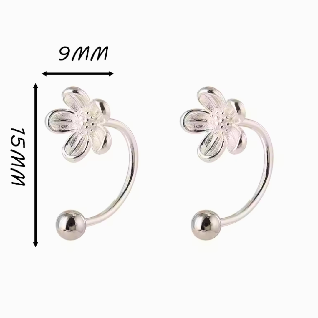 Pendientes con forma de flor plata de ley 925