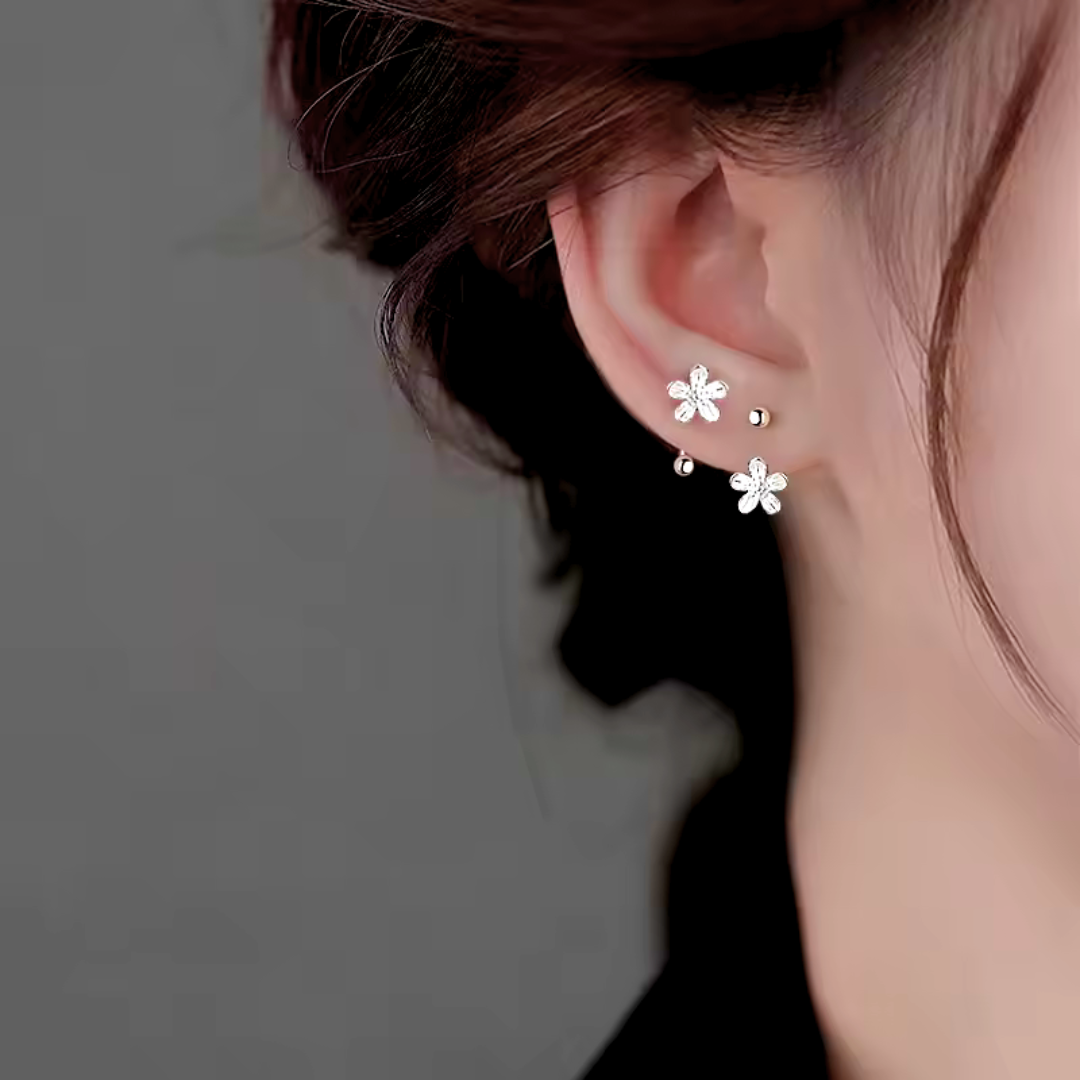 Pendientes con forma de flor plata de ley 925