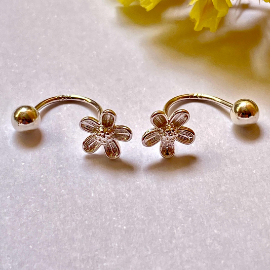Pendientes con forma de flor plata de ley 925